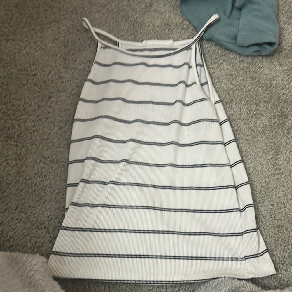 Caution To The Wind White and Black Striped Crop Top